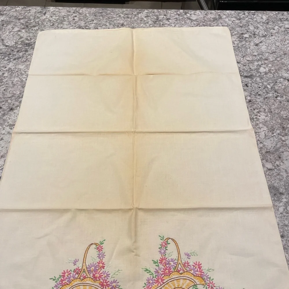 Vintage Hand Stitched Embroidered Pillow Case lot